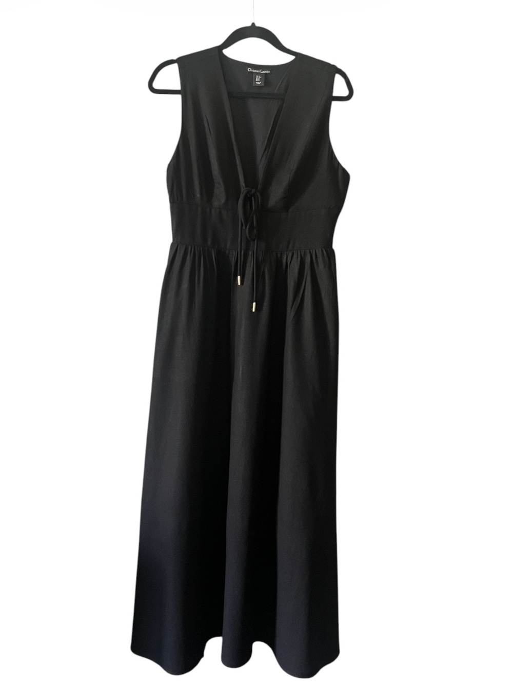 Christian Lacroix Black Sleeveless Maxi Dress with V-Neck Size M